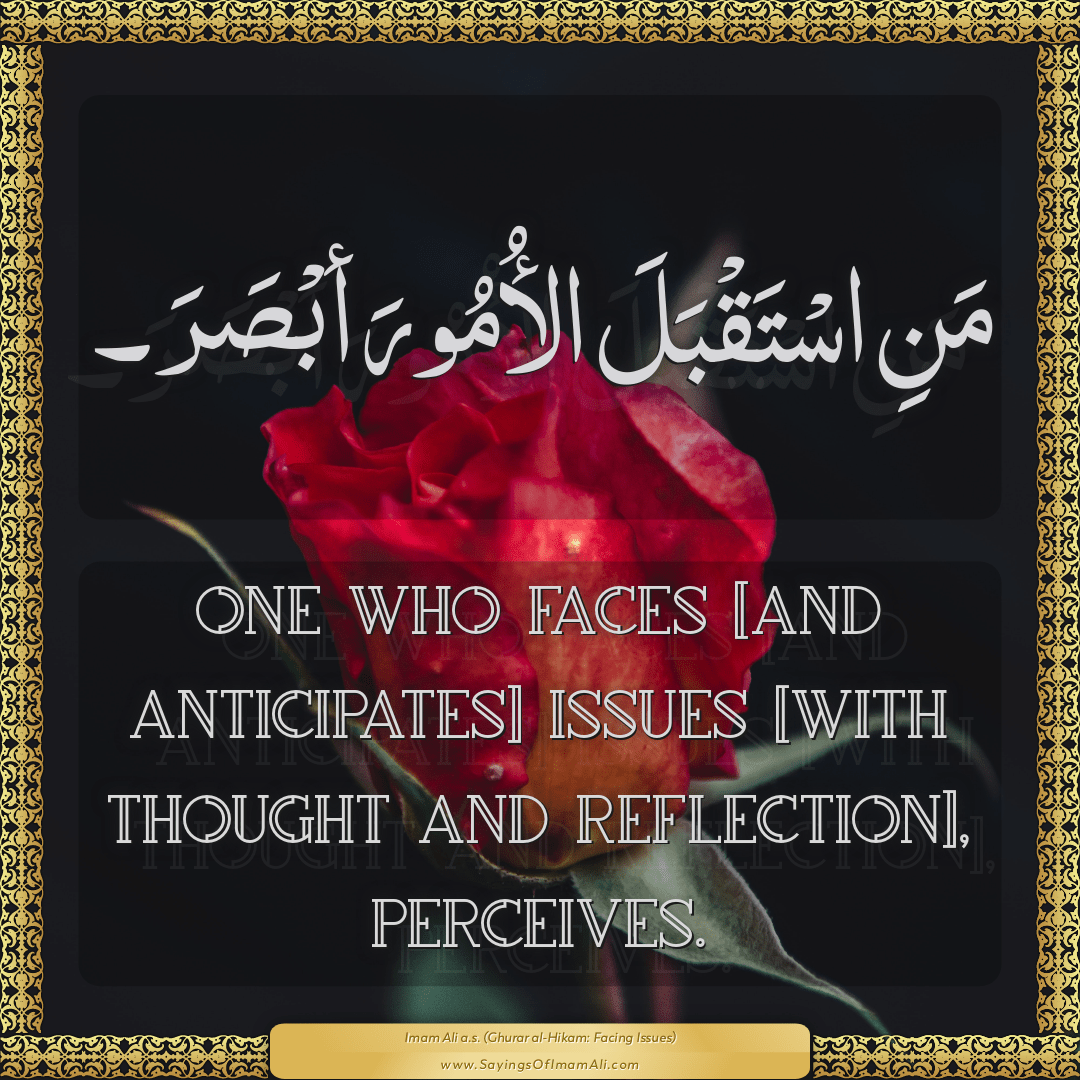 One who faces [and anticipates] issues [with thought and reflection],...